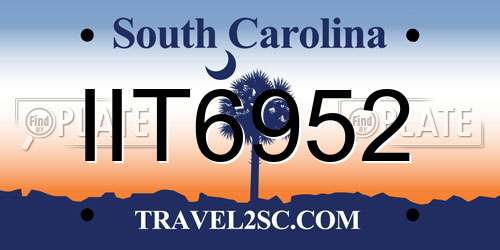IIT6952 South Carolina License Plate
