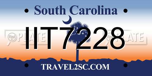 IIT7228 South Carolina License Plate