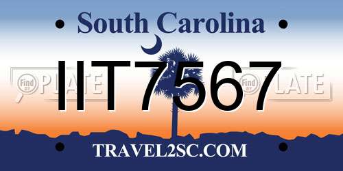 IIT7567 South Carolina License Plate