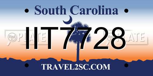 IIT7728 South Carolina License Plate
