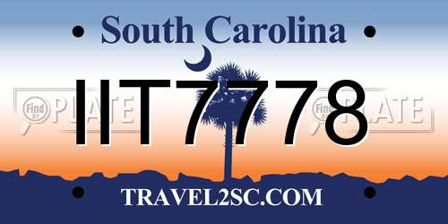 IIT7778 South Carolina License Plate
