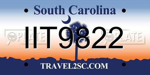 IIT9822 South Carolina License Plate