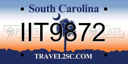 IIT9872 South Carolina License Plate
