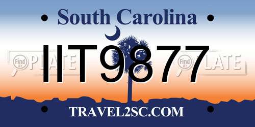 IIT9877 South Carolina License Plate