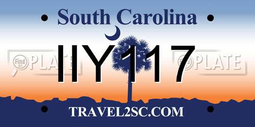 IIY117 South Carolina License Plate