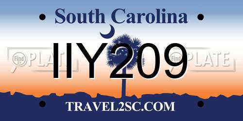 IIY209 South Carolina License Plate