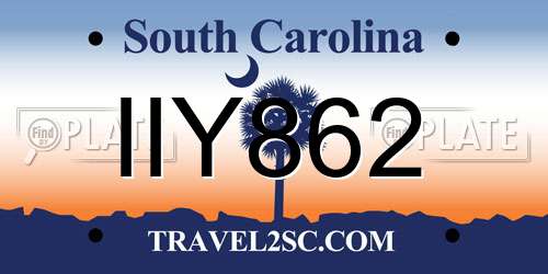 IIY862 South Carolina License Plate