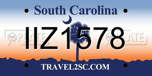 IIZ1578 South Carolina License Plate