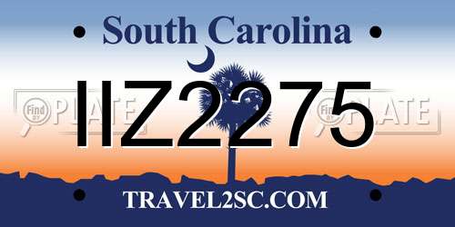 IIZ2275 South Carolina License Plate