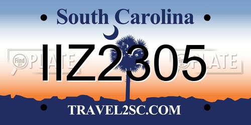 IIZ2305 South Carolina License Plate