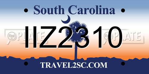 IIZ2310 South Carolina License Plate