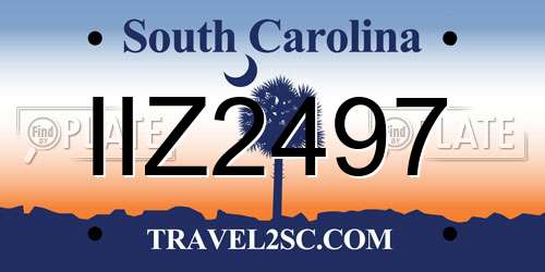 IIZ2497 South Carolina License Plate