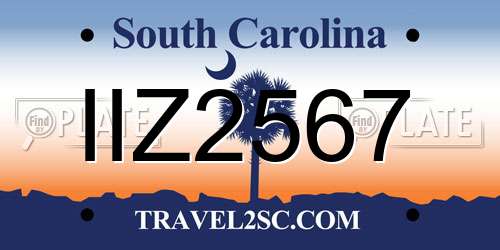 IIZ2567 South Carolina License Plate