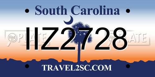 IIZ2728 South Carolina License Plate