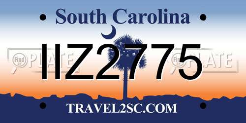 IIZ2775 South Carolina License Plate