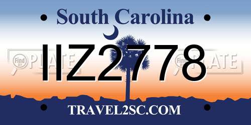 IIZ2778 South Carolina License Plate