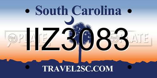 IIZ3083 South Carolina License Plate