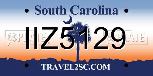 IIZ5129 South Carolina License Plate