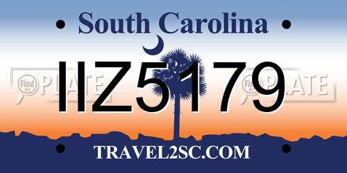 IIZ5179 South Carolina License Plate
