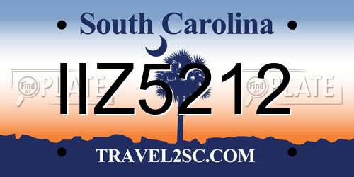 IIZ5212 South Carolina License Plate