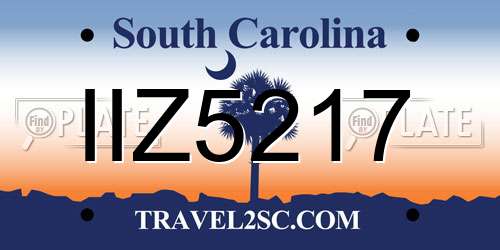 IIZ5217 South Carolina License Plate