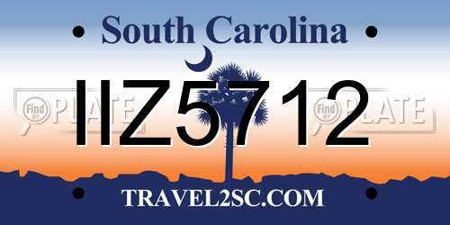 IIZ5712 South Carolina License Plate