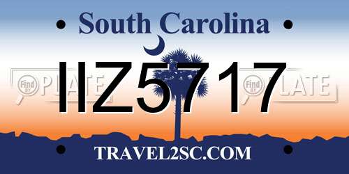 IIZ5717 South Carolina License Plate