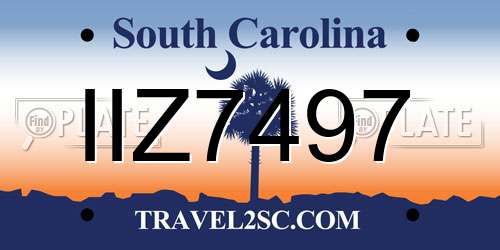 IIZ7497 South Carolina License Plate