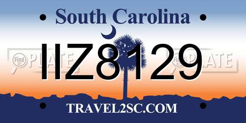 IIZ8129 South Carolina License Plate