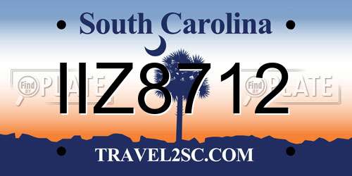 IIZ8712 South Carolina License Plate