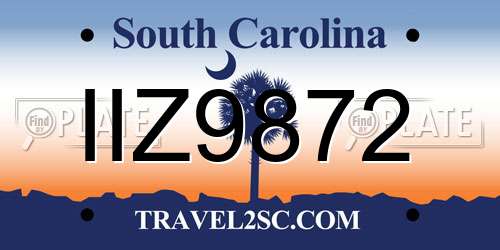 IIZ9872 South Carolina License Plate