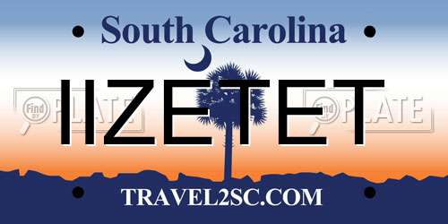 IIZETET South Carolina License Plate