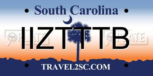 IIZTTTB South Carolina License Plate