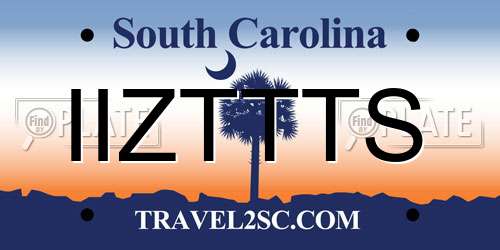 IIZTTTS South Carolina License Plate