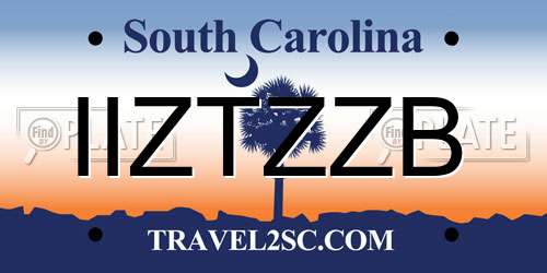 IIZTZZB South Carolina License Plate