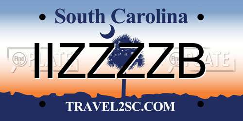 IIZZZZB South Carolina License Plate