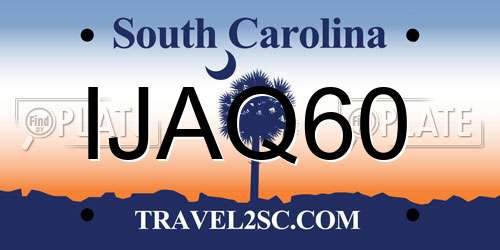 IJAQ60 South Carolina License Plate