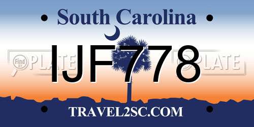 IJF778 South Carolina License Plate