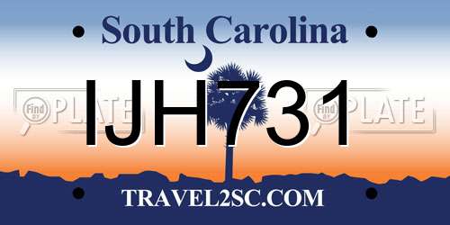 IJH731 South Carolina License Plate