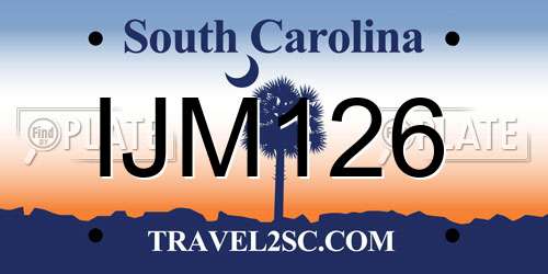 IJM126 South Carolina License Plate