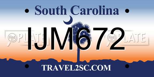 IJM672 South Carolina License Plate