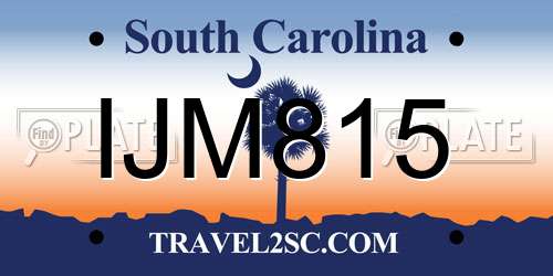 IJM815 South Carolina License Plate