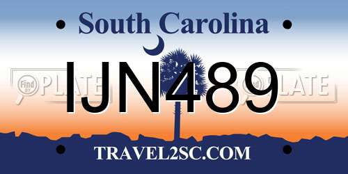 IJN489 South Carolina License Plate