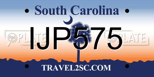 IJP575 South Carolina License Plate