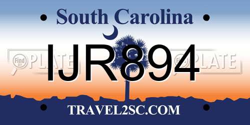IJR894 South Carolina License Plate