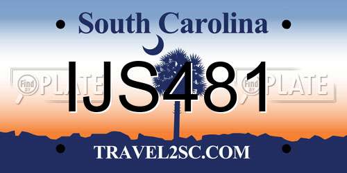 IJS481 South Carolina License Plate