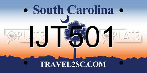 IJT501 South Carolina License Plate