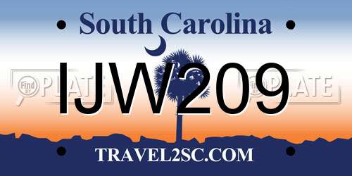 IJW209 South Carolina License Plate
