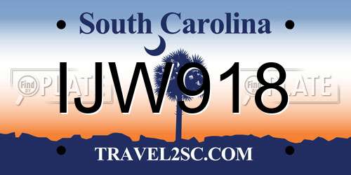 IJW918 South Carolina License Plate