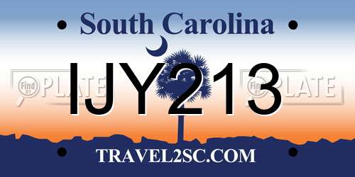 IJY213 South Carolina License Plate